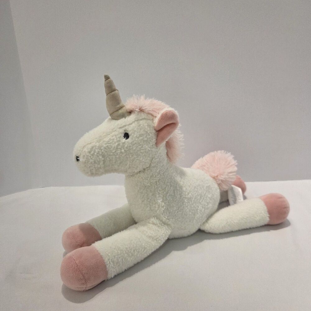 Lambs and Ivy Plush White Pink Unicorn Stuffed Animal Lovey 13 inches
